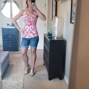 Pink and white tank top